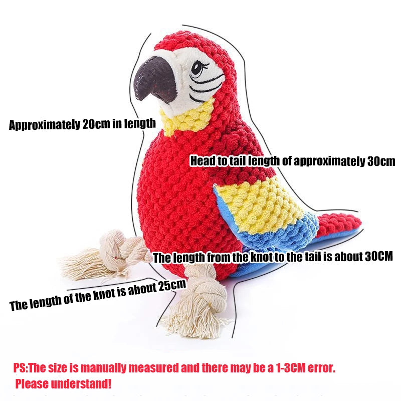 Indestructible Plush Parrot Dog Toy
