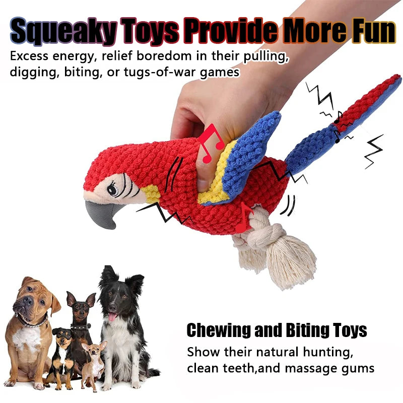 Indestructible Plush Parrot Dog Toy
