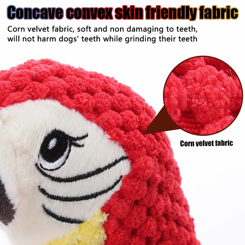 Indestructible Plush Parrot Dog Toy