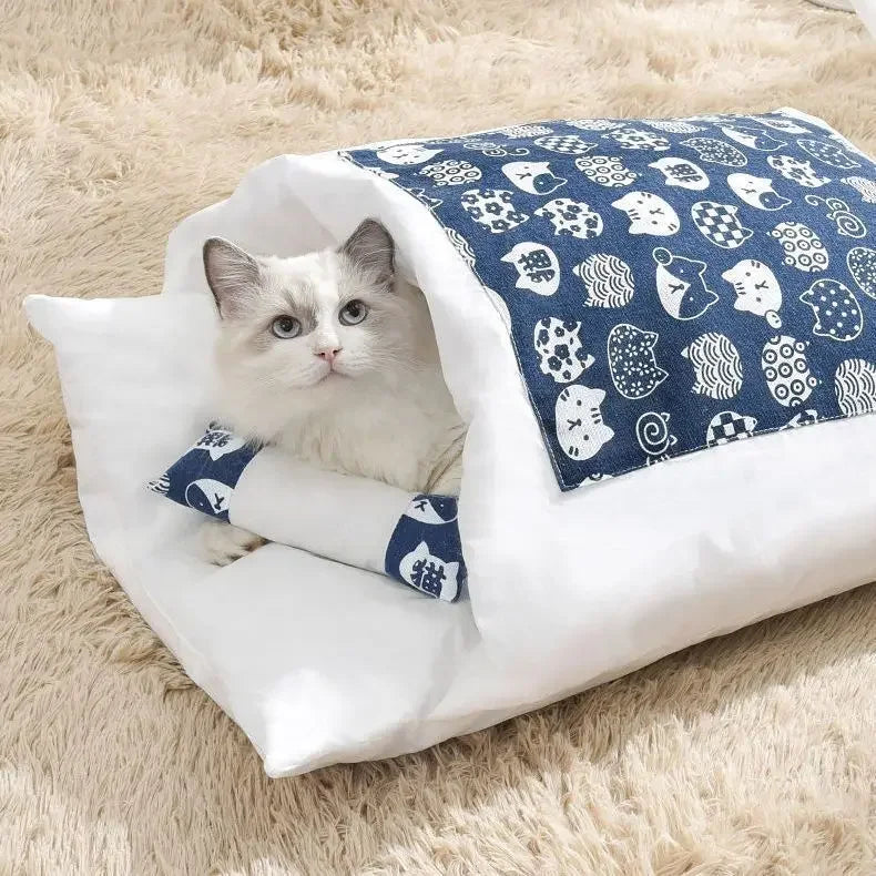 Kawaii Removable Cats Bed House Home Supplies Products for Adult Cats Large Pet Dog Bed Cat's House Cave Comfortable Food Cute