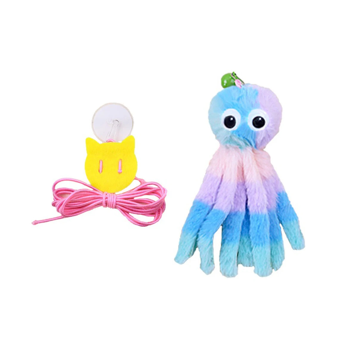 Adjustable Sound Octopus Cat Toy Mint Plush with 1.5ft Elastic Rope Interactive Pet Supplies for Cats