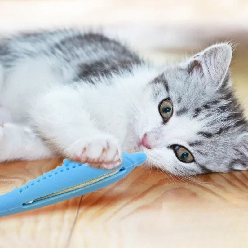 NEW Cat Teeth Brushing Toy Teeth Cleaning Cat Stick Fish-shaped Silicone Toy Chew Resistant Interactive Toys Catnip Pet Supplies