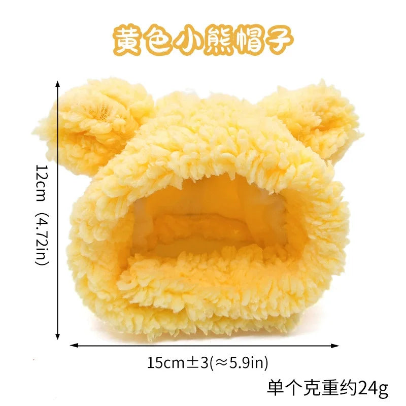 Funny Pet Headband Plush Yarn Cat Dog Cap Panda Pig Pet Warm Pet Hat Chick Cosplay Supplies Headdress Costume