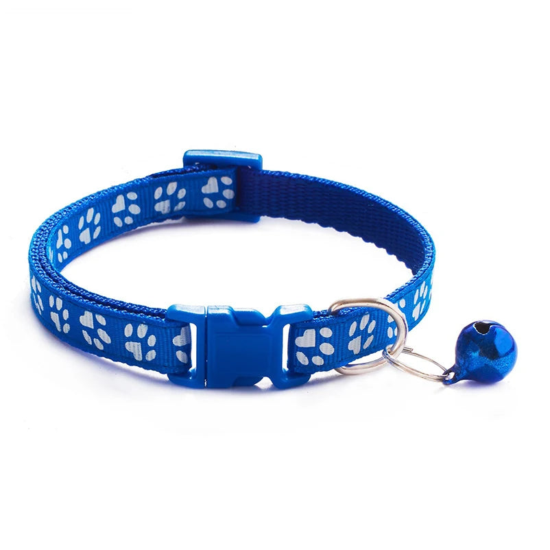 New pet cat bell collar dog print cat collar multiple colors optional necklace ring cat rope collar pet supplies