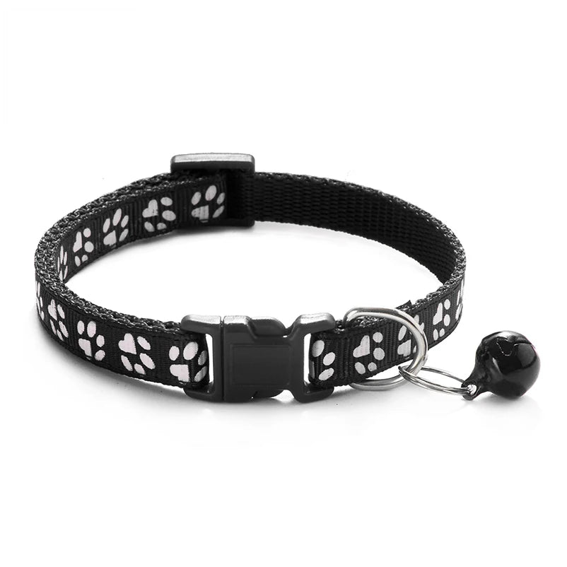 New pet cat bell collar dog print cat collar multiple colors optional necklace ring cat rope collar pet supplies