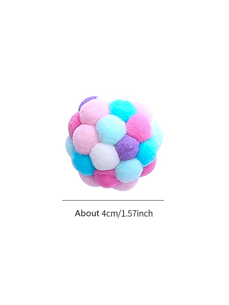 Cat toys Colorful handmade bell ball Elastic ball interactive chase pet supplies