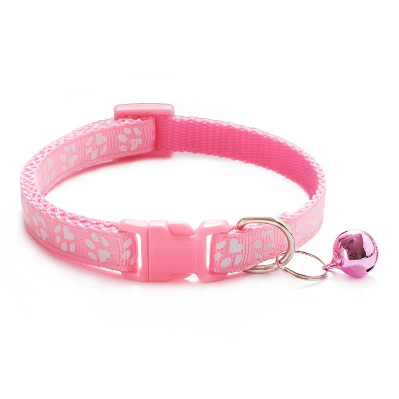 New pet cat bell collar dog print cat collar multiple colors optional necklace ring cat rope collar pet supplies