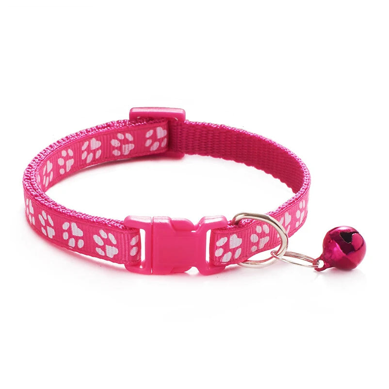 New pet cat bell collar dog print cat collar multiple colors optional necklace ring cat rope collar pet supplies