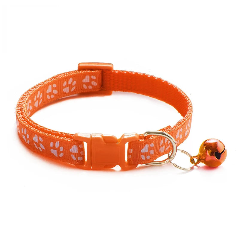 New pet cat bell collar dog print cat collar multiple colors optional necklace ring cat rope collar pet supplies