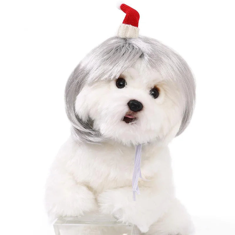Pet Wig Dog And Cat Spoof Wig Pet Supplies Christmas Pet Accessories Curly Hair Straight Hair Diy Hand Woven Hair Wig Accessorie