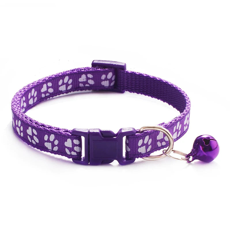 New pet cat bell collar dog print cat collar multiple colors optional necklace ring cat rope collar pet supplies