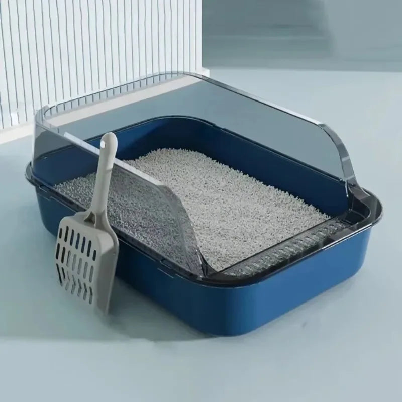 Cats Toilet Cat Litter Box Semi-enclosed High Side Splashproof Pet Bedpans with Litter Scoop Kitty Sandbox Cleaning Cat Supplies
