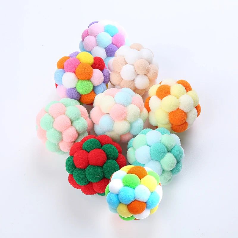 Cat toys Colorful handmade bell ball Elastic ball interactive chase pet supplies