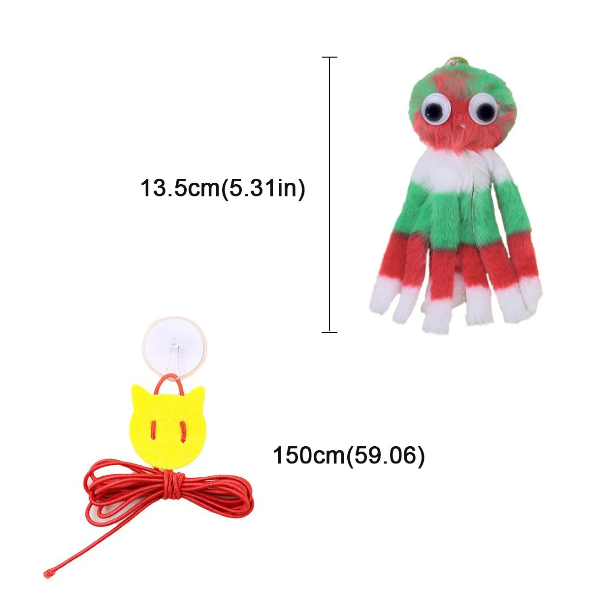Adjustable Sound Octopus Cat Toy Mint Plush with 1.5ft Elastic Rope Interactive Pet Supplies for Cats