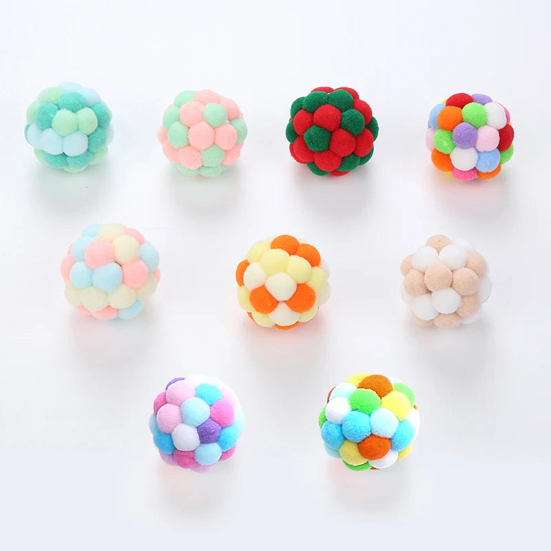 Cat toys Colorful handmade bell ball Elastic ball interactive chase pet supplies