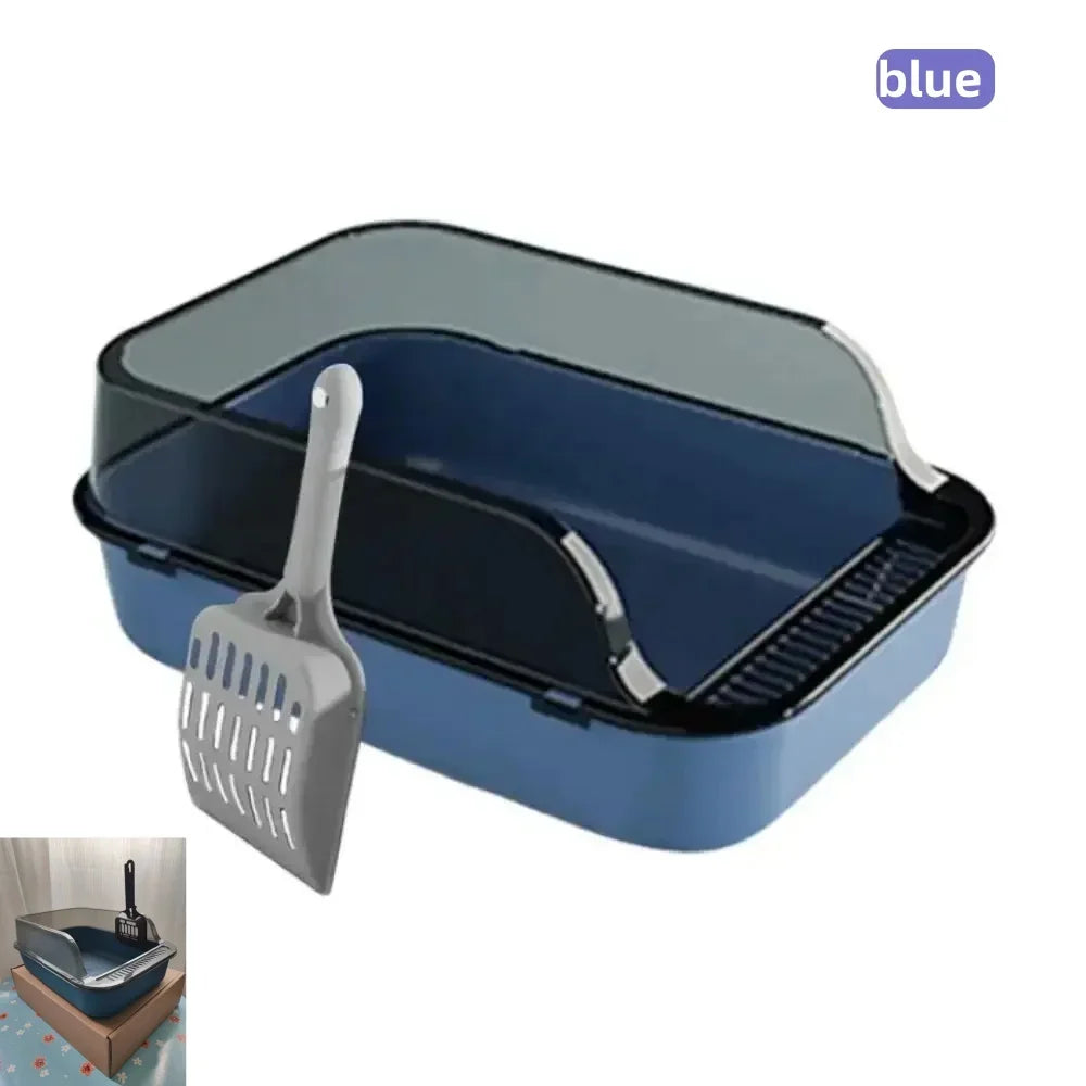 Cat Litter Box Set Large Fence Semi Enclosed Cat Litter Box Thickened Cat Toilet with Cat Litter Scoop Pet Supplies Cat Litter