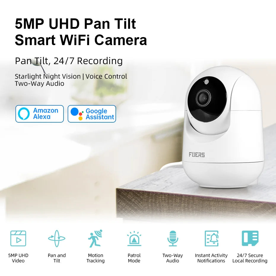 FUERS 5MP 4K QHD Security WIFI Camera