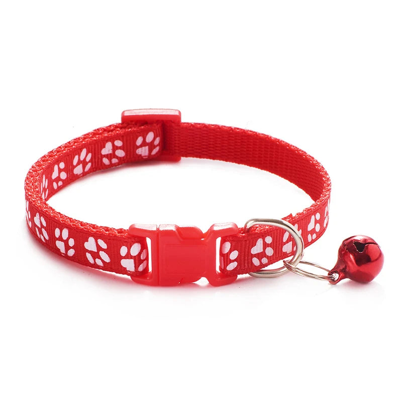 New pet cat bell collar dog print cat collar multiple colors optional necklace ring cat rope collar pet supplies