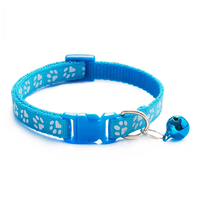New pet cat bell collar dog print cat collar multiple colors optional necklace ring cat rope collar pet supplies